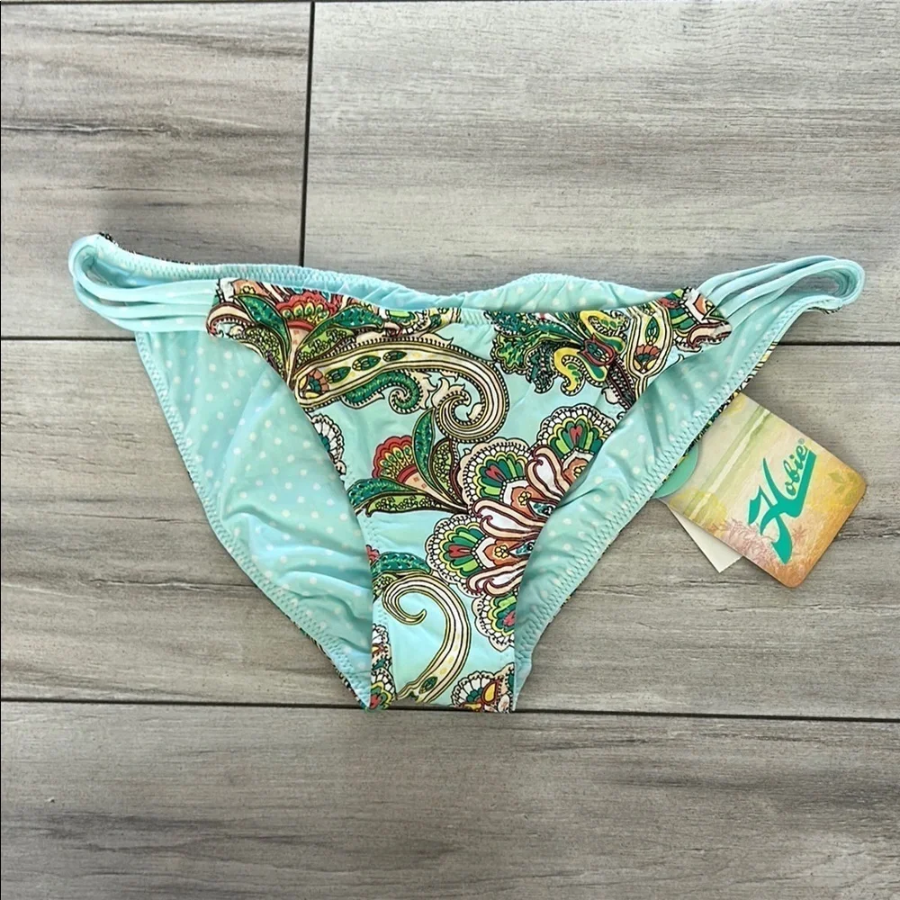 Hobie blue paisley bikini swim bottoms size small NEW
